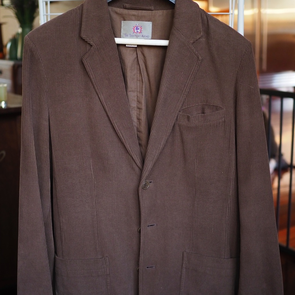 The Territory Ahead Brown Silk Corduroy Blazer - medium